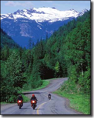 Motorcyclists traveling the International Selkirk Loop