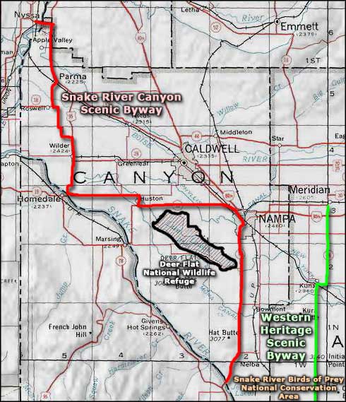 Deer Flat National Wildlife Refuge area map