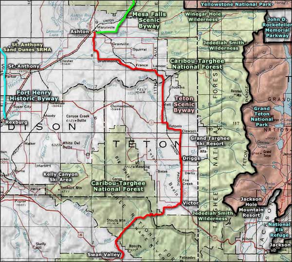 Teton Scenic Byway area map