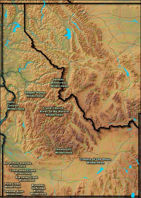 Idaho Wildernesses map