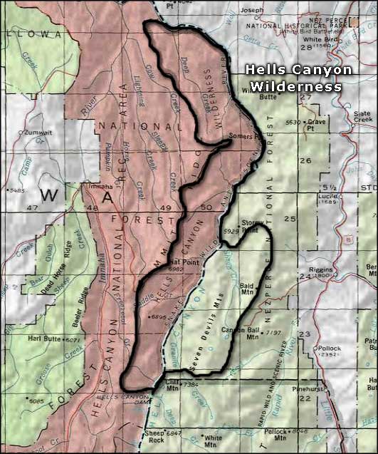 Hells Canyon Wilderness map