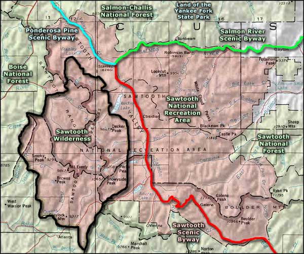 Sawtooth Wilderness area map