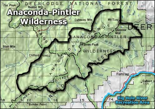 Anaconda-Pintler Wilderness area map