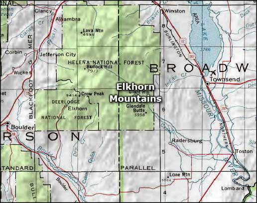Elkhorn Mountains area map