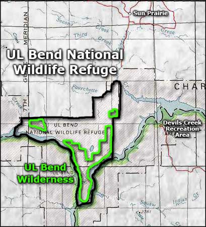 UL Bend National Wildlife Refuge area map