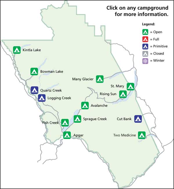 Glacier National Park campgrounds map