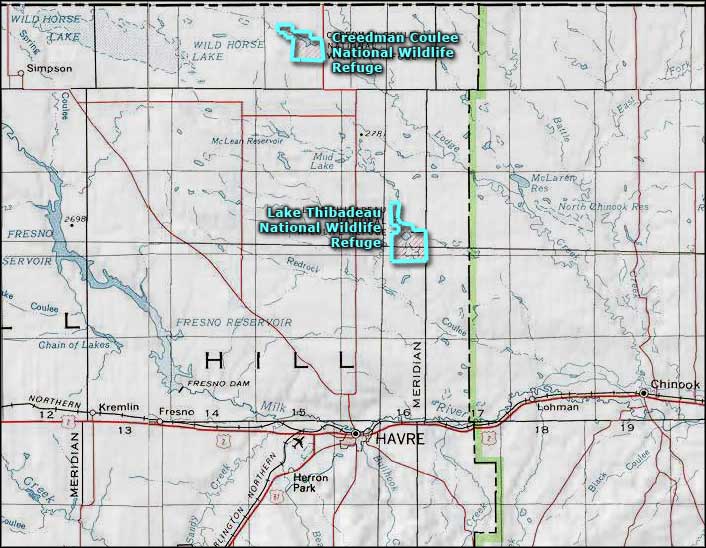 Creedman Coulee National Wildlife Refuge area map