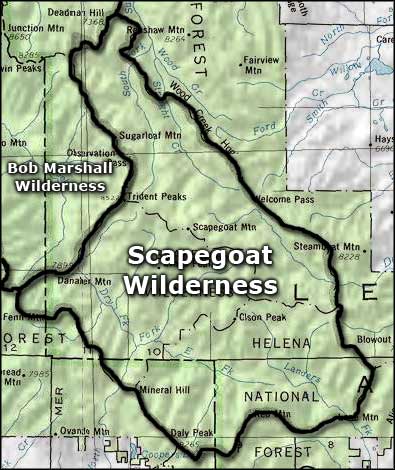 Scapegoat Wilderness area map