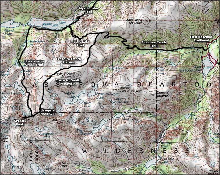 Hiking trails around Granite Peak in Montana
