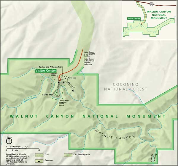 Walnut Canyon National Monument map