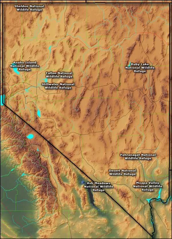 Nevada's National Wildlife Refuges map