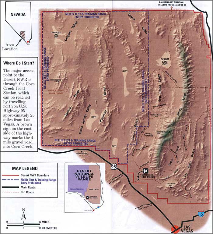 Desert National Wildlife Refuge area map