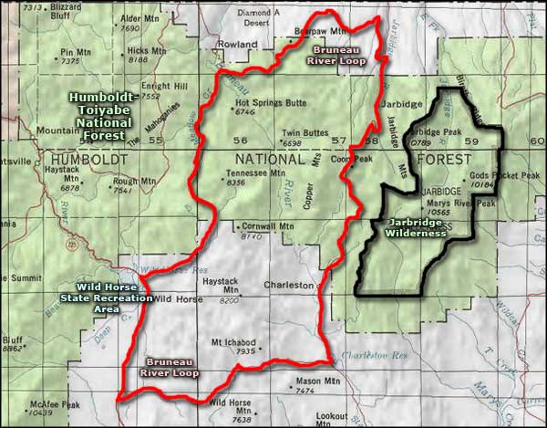 Bruneau River Loop Back Country Byway area map