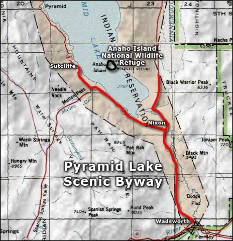 Pyramid Lake Scenic Byway area map