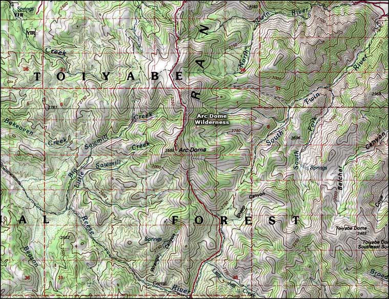 Arc Dome Wilderness map