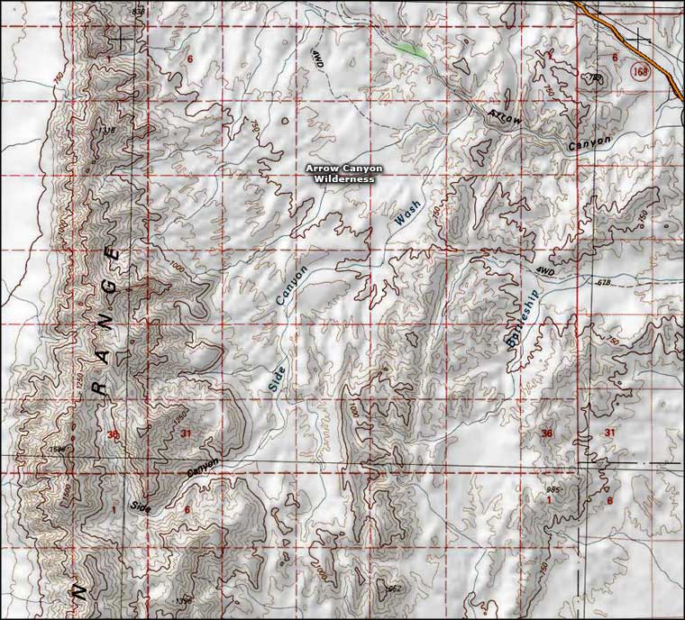 Arrow Canyon Wilderness map