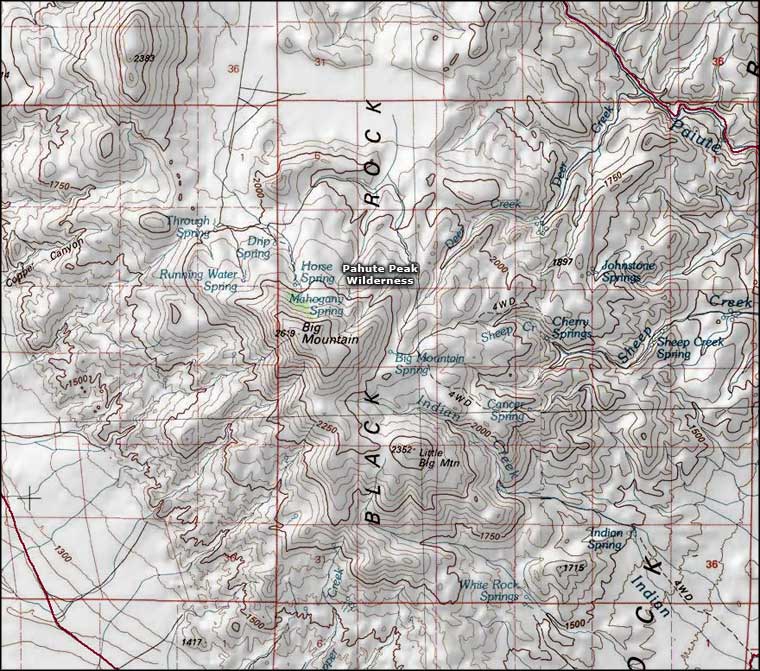 Pahute Peak Wilderness map