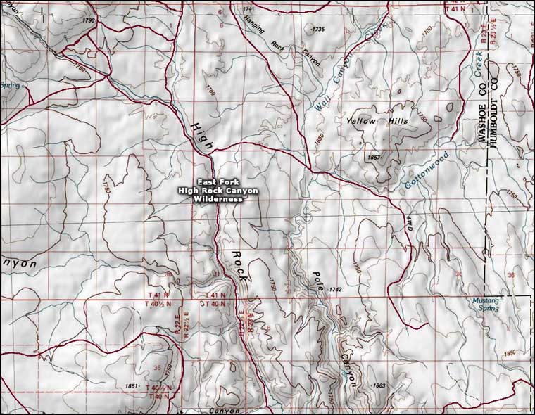 East Fork High Rock Canyon Wilderness map