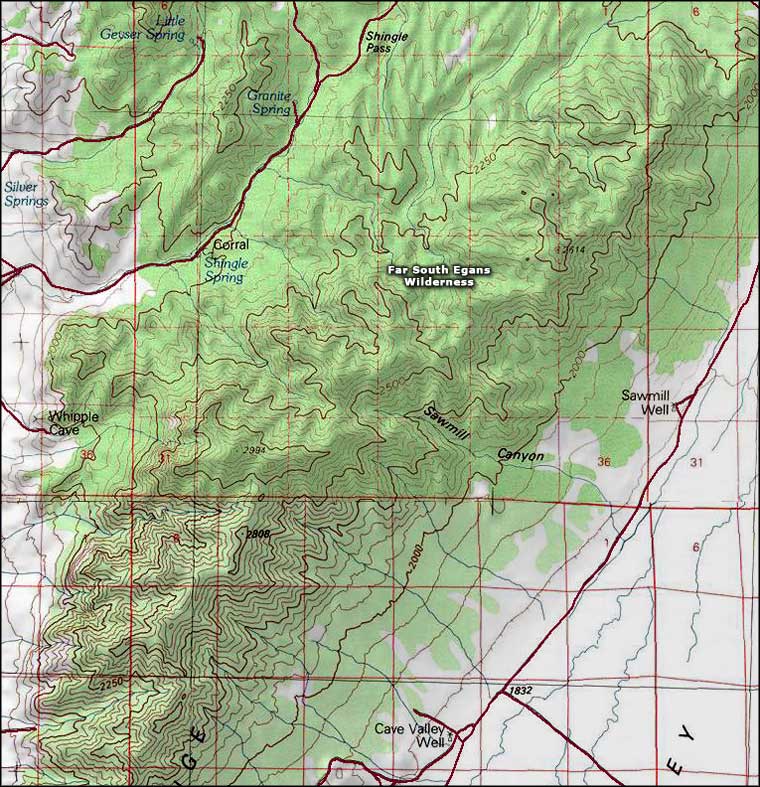 Far South Egans Wilderness map