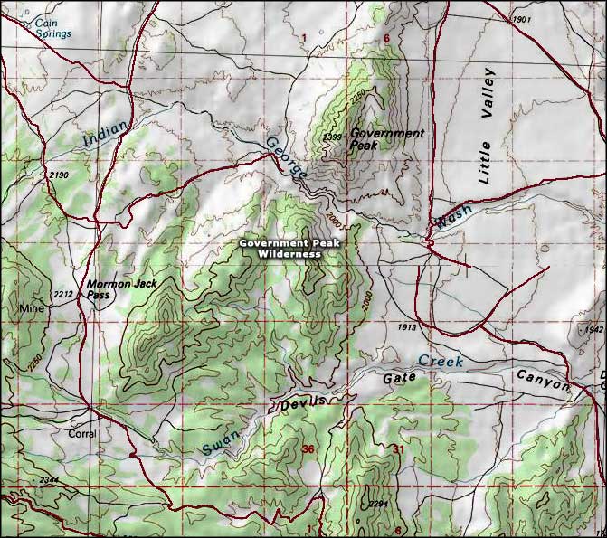 Government Peak Wilderness map