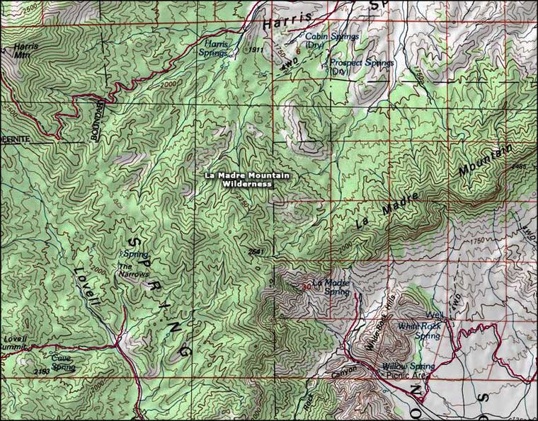 La Madre Mountain Wilderness map