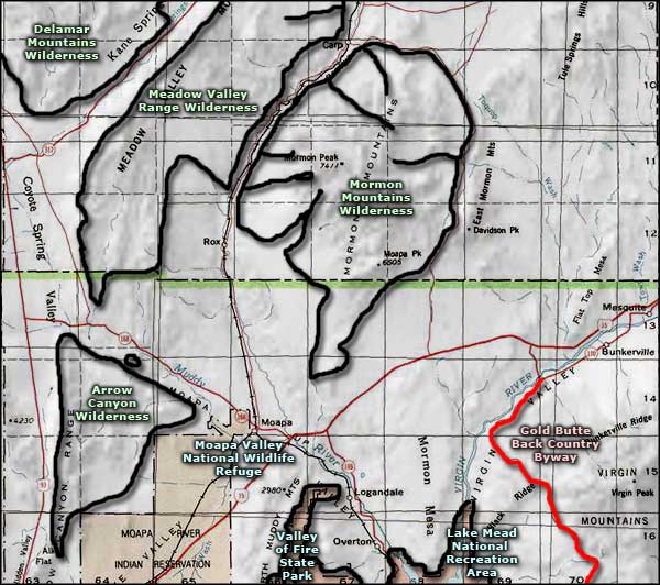 Moapa Valley National Wildlife Refuge area map