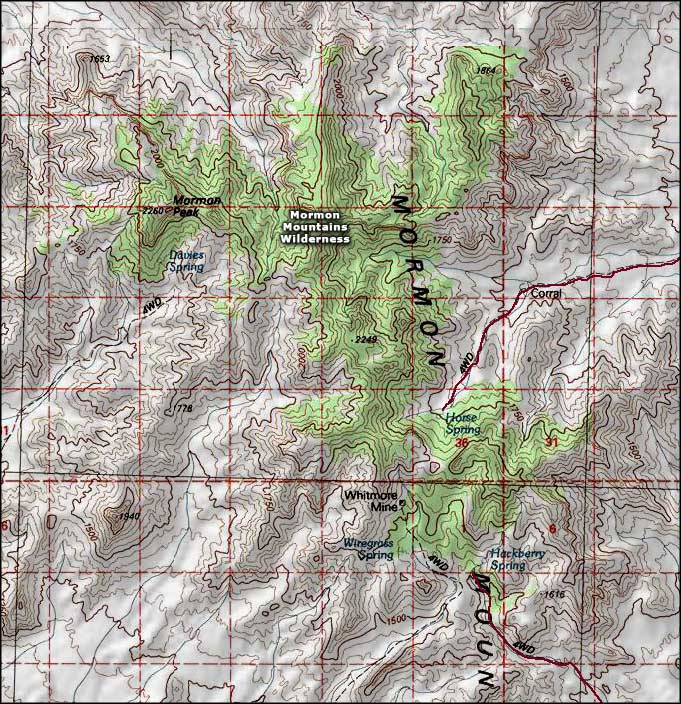 Mormon Mountains Wilderness map