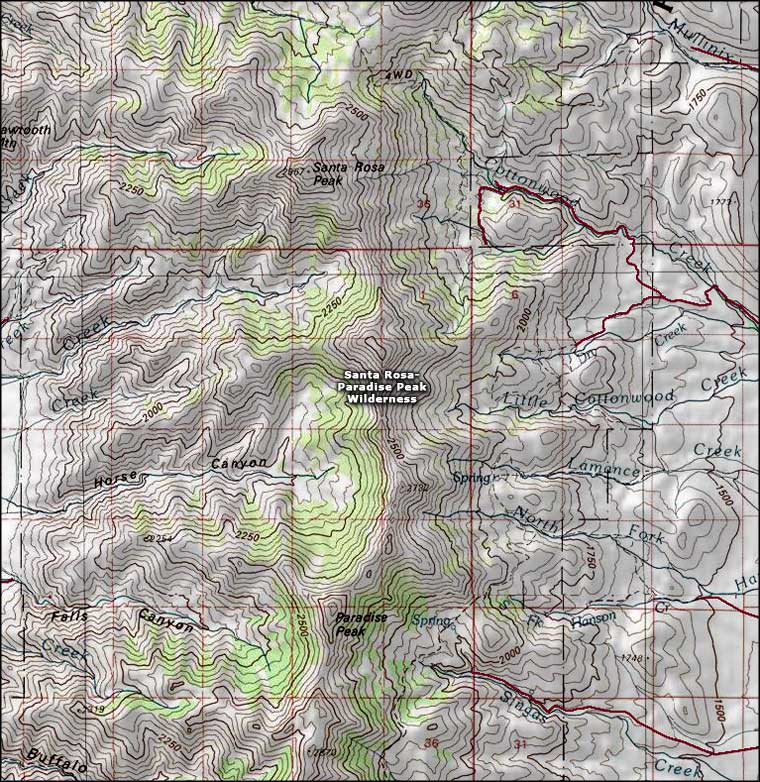 Santa Rosa-Paradise Peak Wilderness map