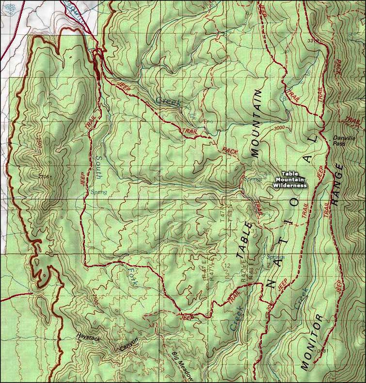 Table Mountain Wilderness map