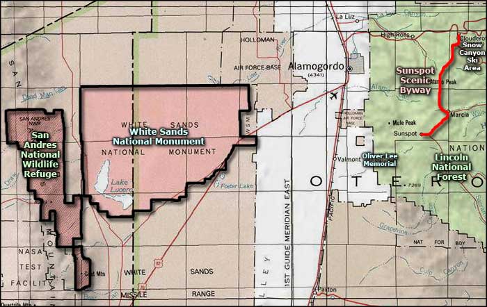 Oliver Lee Memorial State Park area map