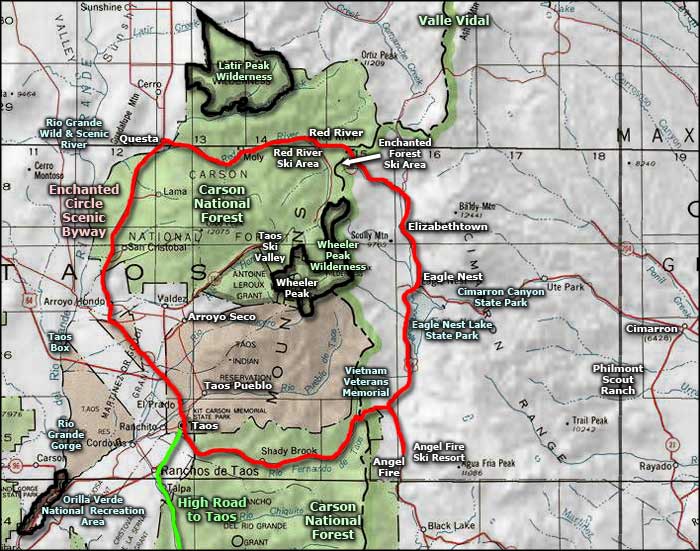 Latir Peak Wilderness area map