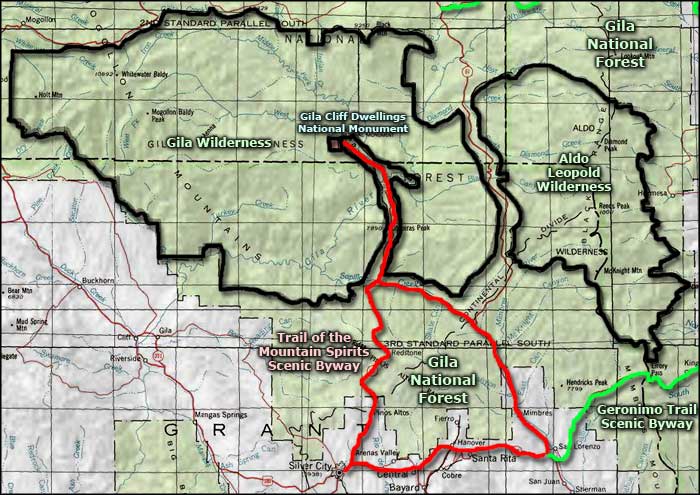 Gila Wilderness area map