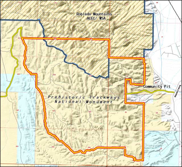 Prehistoric Trackways National Monument map