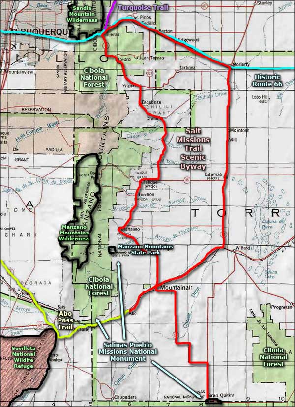 Salt Missions Trail Scenic Byway area map