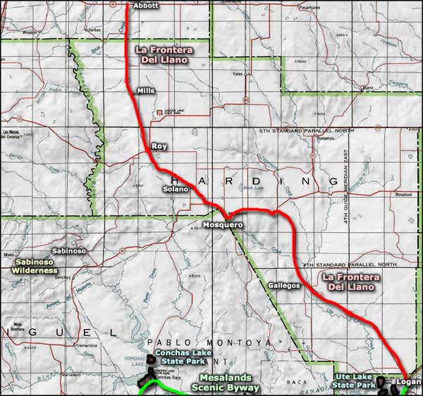 La Frontera del Llano Scenic Byway area map