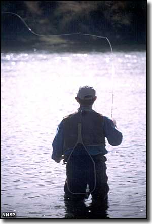 A fisherman working the San Juan River