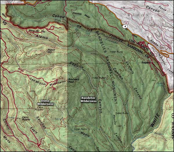 Bandelier Wilderness map