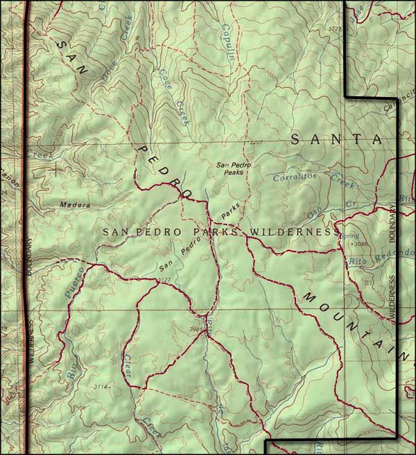 San Pedro Parks Wilderness map