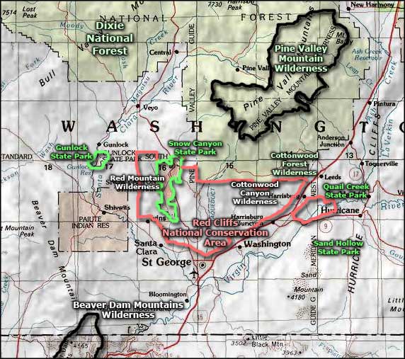 Cottonwood Canyon Wilderness area map