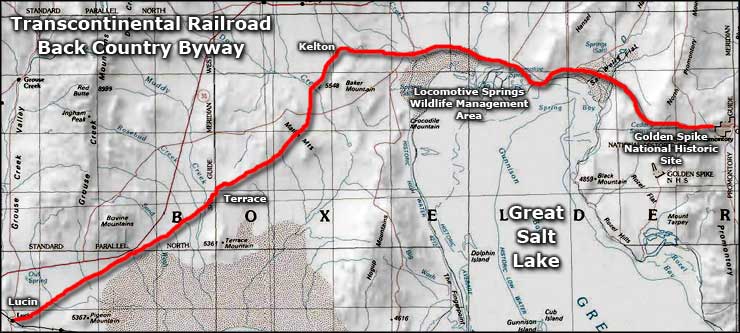 Area map of the Transcontinental Railroad Back Country Byway