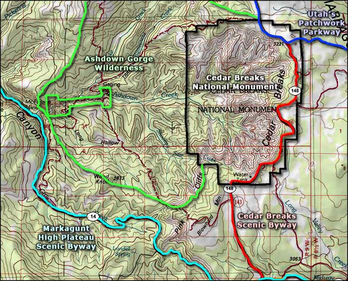 Cedar Breaks National Monument area map