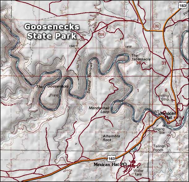 Goosenecks State Park map