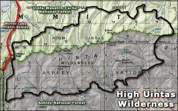 High Uintas Wilderness area map