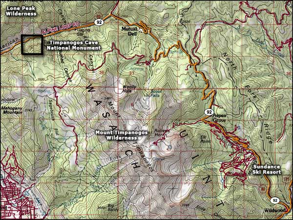 Timpanogos Cave National Monument area map