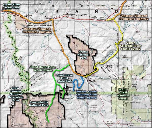 Dead Horse Mesa Scenic Byway area map