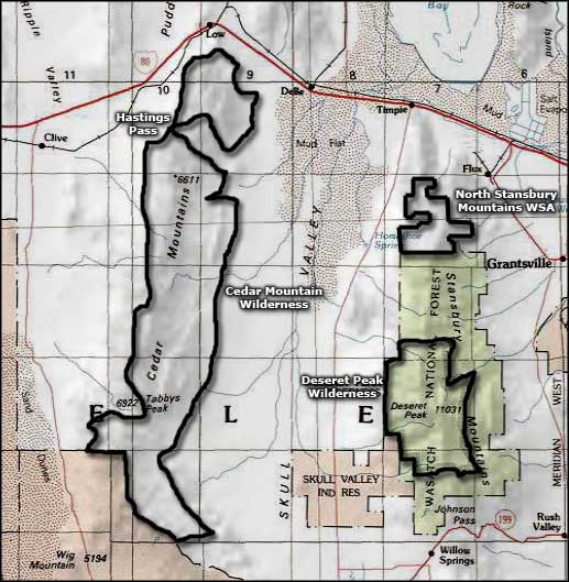 Deseret Peak Wilderness area map
