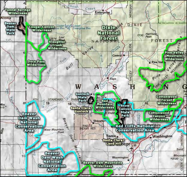 Cougar Canyon Wilderness area map