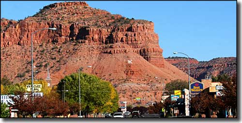 Typical view in Kanab, Utah, at the southern end of the Mt. Carmel Scenic Byway