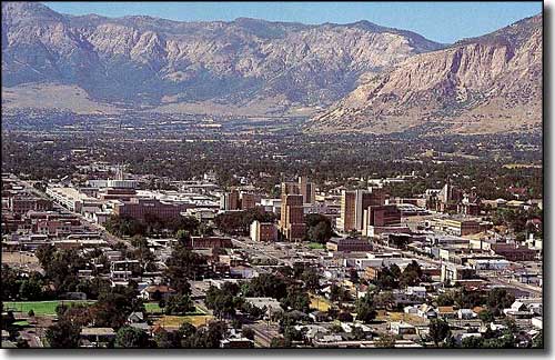An aerial view of downtown Ogden