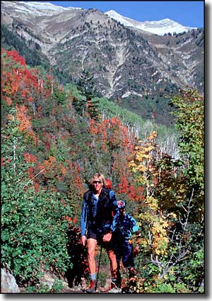 Hikers on Monument Trail, off the Nebo Loop Scenic Byway